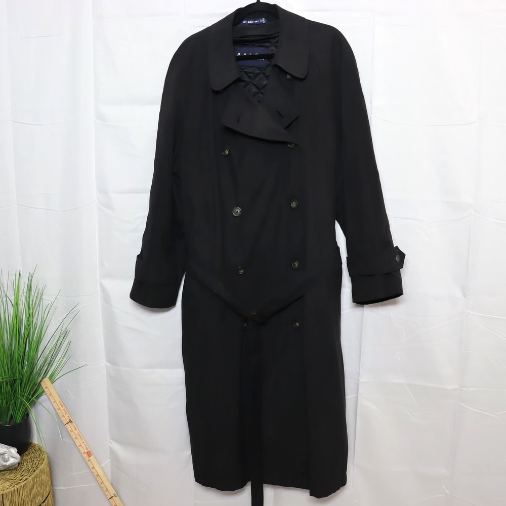 Ralph Lauren Men's Black Trench Coat 40R Double Breasted